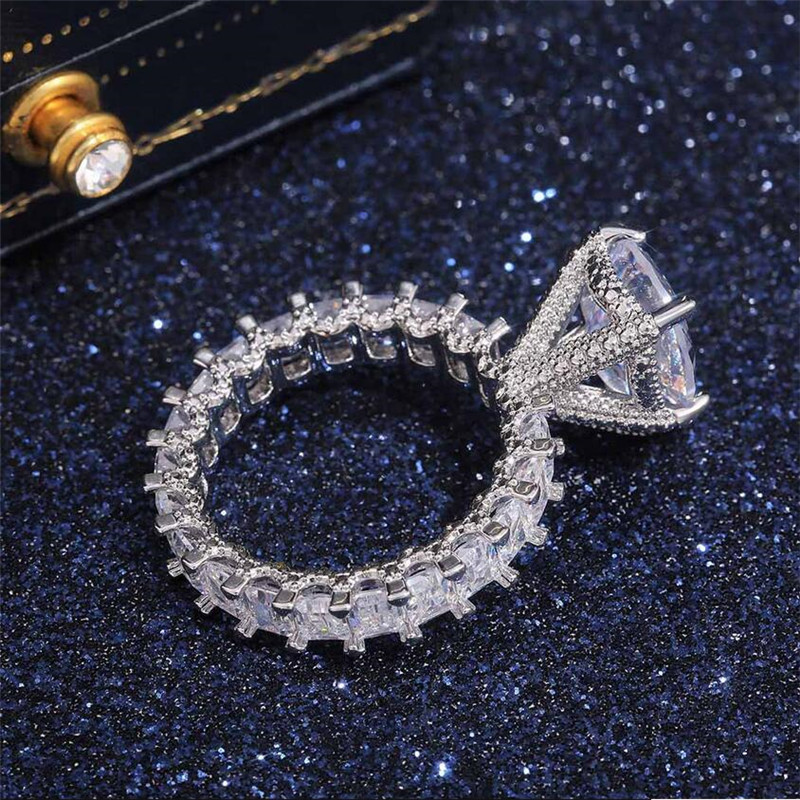 Choucong Brand New Stunning Luxury Jewelry 925 Sterling Silver Pear Cut White Large Diamond Ring Birthstone Women Wedding Band Ring Gift