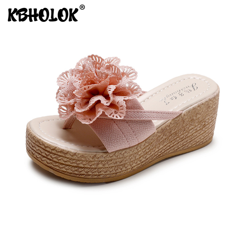 Flower Wedge Heel Women Flip-flops 2020 Summer High Heel Slippers Woman High-heeled Flip Flop Slides Zapatos Mujer Women Shoes, 2 beige 
Flower Wedge Heel Women Flip-flops 2020 Summer High Heel Slippers Woman High-heeled Flip Flop Slides Zapatos Mujer Women Shoes, 2 beige