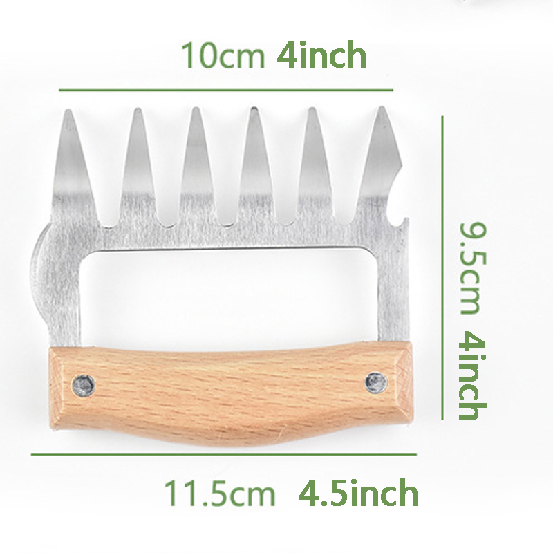 Metal Meat Claws Stainless Steel Meat Forks With Wooden Handle Durable BBQ Meat Shredder Claws Kitchen Barbecue Tool Garras De Carne