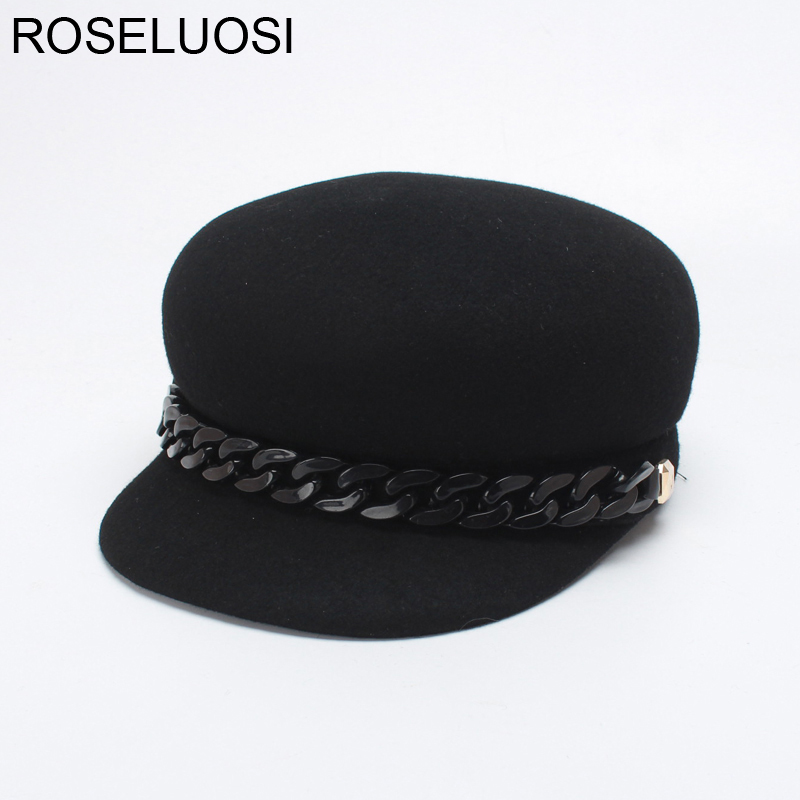 ROSELUOSI Women Fashion Chain Newsboy Caps Autumn Winter 100% Wool Felt Hat Female Solid Color Gorras Casequette, Black
ROSELUOSI Women Fashion Chain Newsboy Caps Autumn Winter 100% Wool Felt Hat Female Solid Color Gorras Casequette, Black