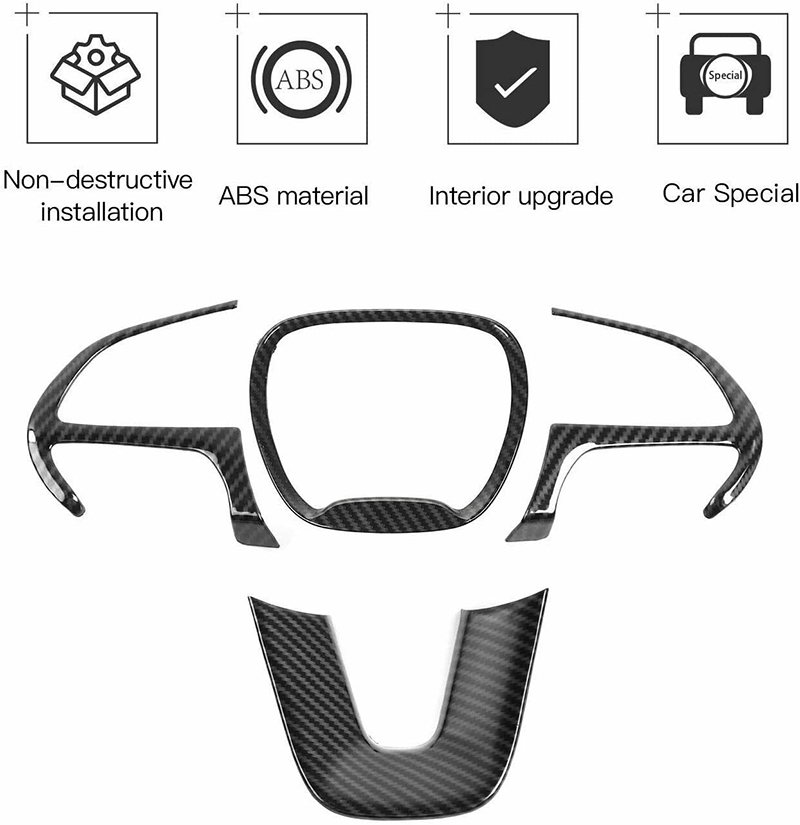 Carbon Fiber ABS Car Steering Wheel Trim Emblem Kit Sticker Decoration Cover for Dodge Charger 2015+ Interior Accessories