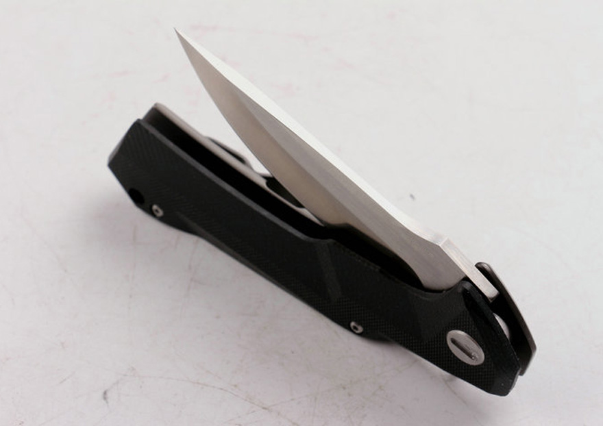 Special Offer Black Flipper Knife 8Cr13 Drop Point Satin / Stone Wash Blade G10 Handle Ball Bearing EDC Pocket Folding Knives