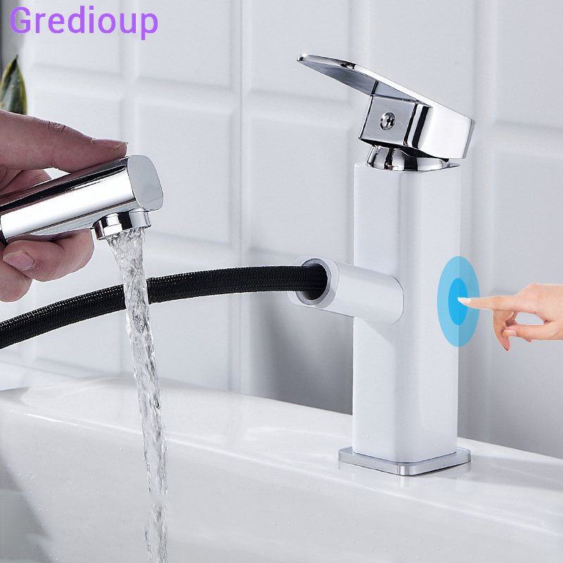 Basin Touch Faucet Smart Sensor Intelligent Pull Out Tap Bathroom Automatic Single Hole Deck Mount Faucet Luxury White Brass Tap
Basin Touch Faucet Smart Sensor Intelligent Pull Out Tap Bathroom Automatic Single Hole Deck Mount Faucet Luxury White Brass Tap
