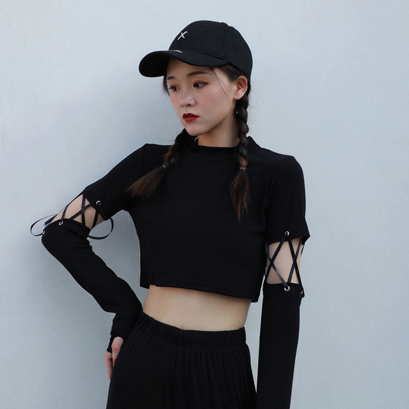 Cool women's fall 1m same style detachable long sleeve T-shirt short style cool crop jazz dance hip hop top, Black
Cool women's fall 1m same style detachable long sleeve T-shirt short style cool crop jazz dance hip hop top, Black