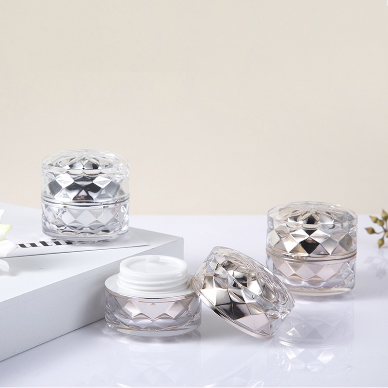 7g Empty Emulsion Cream Container Gold Silver Acrylic Double Refillable Cosmetic Container Essence Eye Cream Jar 50 pcs/lot