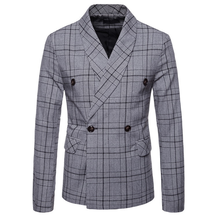 autumn casual men suits plaid stripe fashion doublebreasted men coat british style formal men suit in stock free shipping