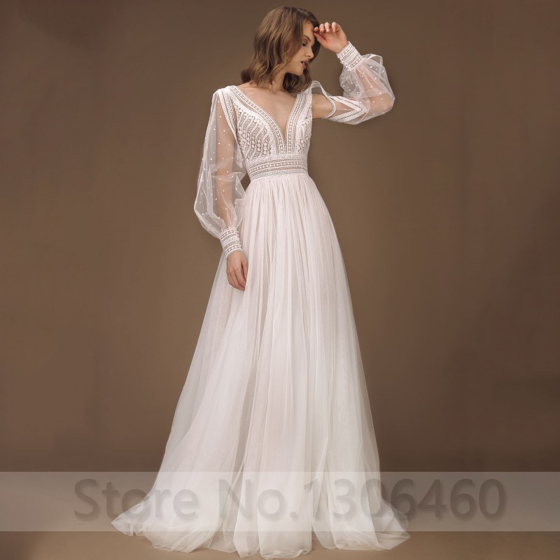 Elegant A-Line Wedding Dress Puff Sleeves Tulle Boho Wedding Gowns Sexy Backless Princess Wedding Dresses vintage, Pink
Elegant A-Line Wedding Dress Puff Sleeves Tulle Boho Wedding Gowns Sexy Backless Princess Wedding Dresses vintage, Pink