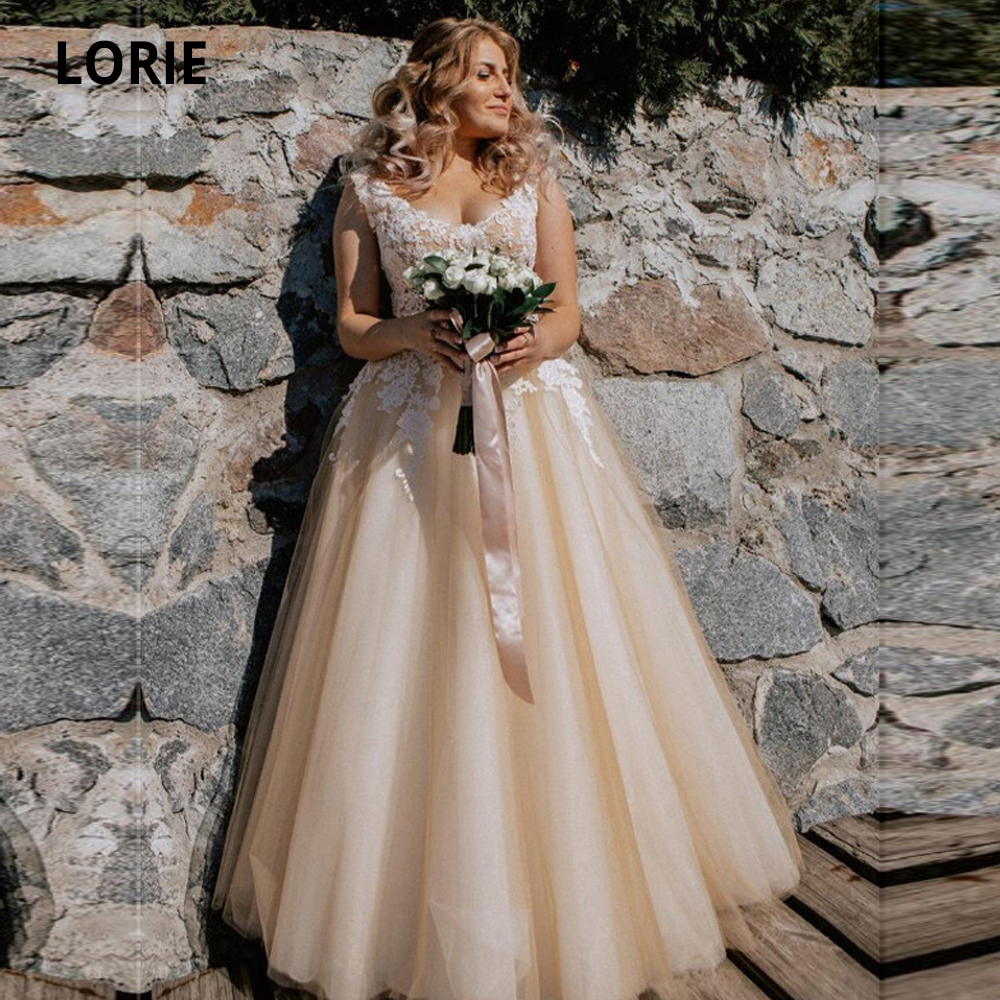 LORIE Champagne Wedding Dress Vintage 2020 Appliques Lace Bridal Gowns Soft Tulle Sleeveless vestido de noiva Lace-up no Train
LORIE Champagne Wedding Dress Vintage 2020 Appliques Lace Bridal Gowns Soft Tulle Sleeveless vestido de noiva Lace-up no Train