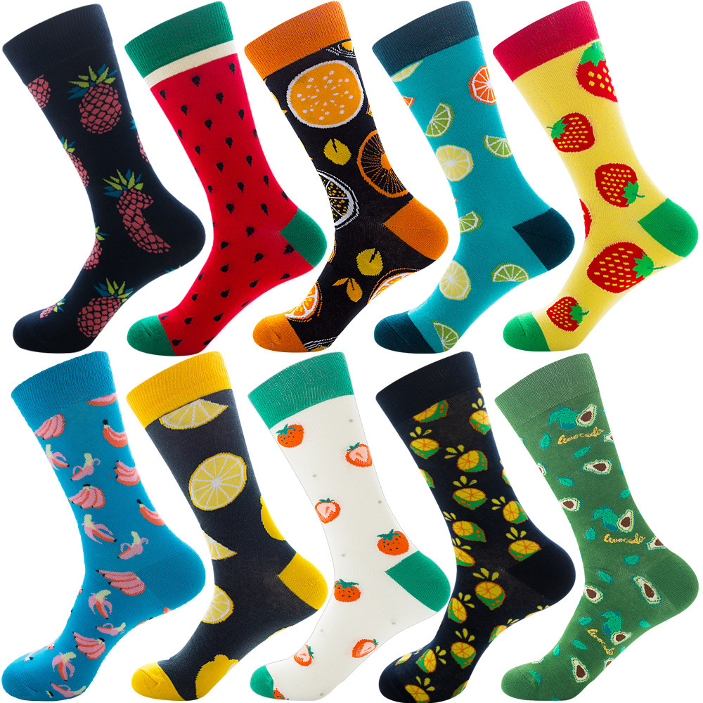 Big Size Colorful Cotton Socks Men Christmas Striped Dot Animal Fruit Food Casual Fashion Winter Crew Socks Funny Men Socks 200924