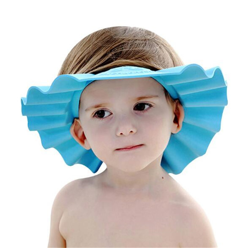 1PCS Soft Adjustable Baby Shower Cap Prevent Water Into Ear Protect Children Kid Shampoo Bath Wash Hair Shield Hat Waterproof - view 3