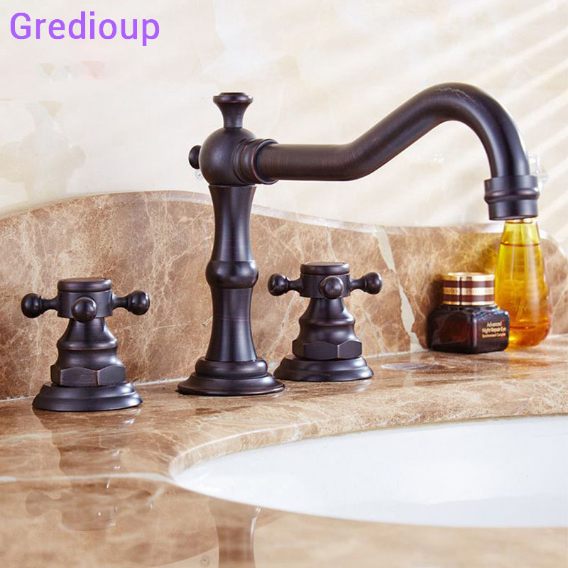 Kraan Uitloop 3 Hole Bathroom Faucet Black Stream Deck Mount Wash Basin Taps Antique Bronze Bath Sink Faucets 2 Handle Brass Tap
Kraan Uitloop 3 Hole Bathroom Faucet Black Stream Deck Mount Wash Basin Taps Antique Bronze Bath Sink Faucets 2 Handle Brass Tap