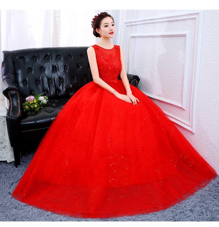 White Red Wedding Dress Bride Married Floor Length Princess Simple Pregnant Women High Waist Plus Size Vestidos De Novia