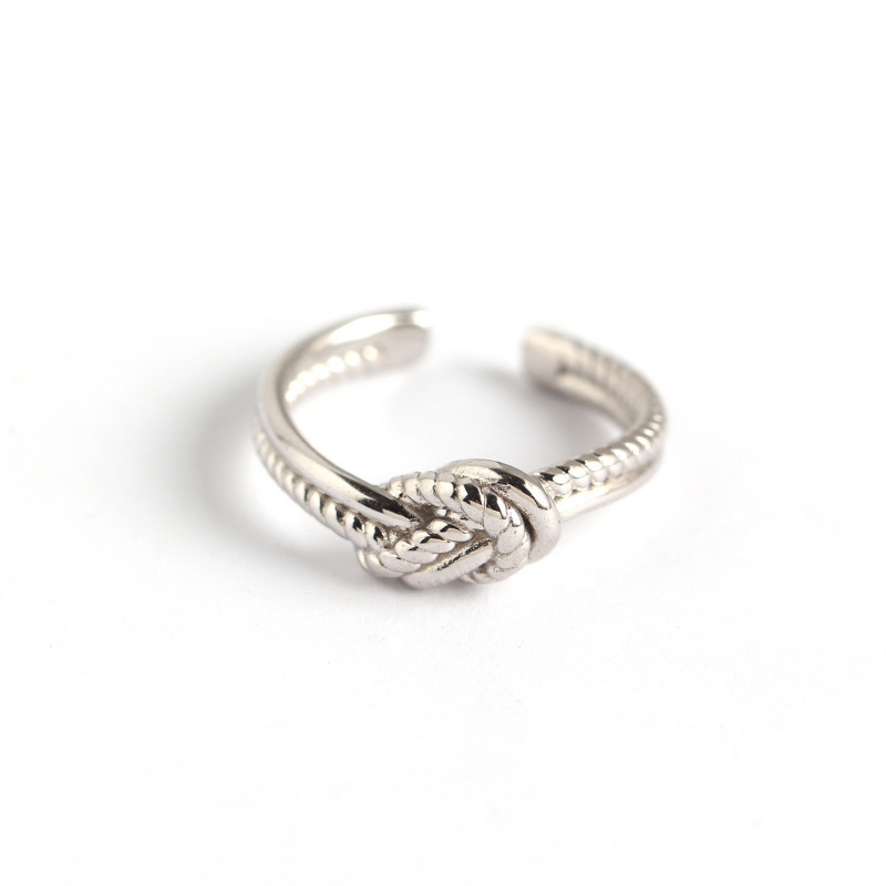 New design 925 sterling silver vintage jewelry minimalism hand-made designer women's knot adjustable rings Japanese South korea style