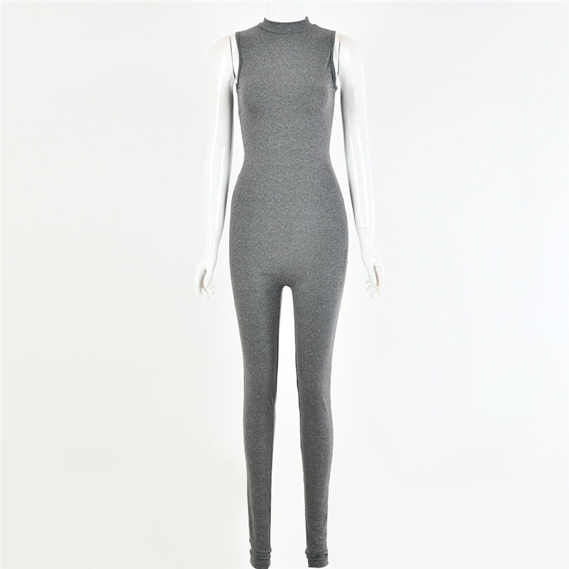 BOOFEENAA Sporty Jumpsuit Women Summer 2020 White Black Sleeveless Bodycon One Piece Jumpsuits Sexy Club Outfits C92-AB54 T200824