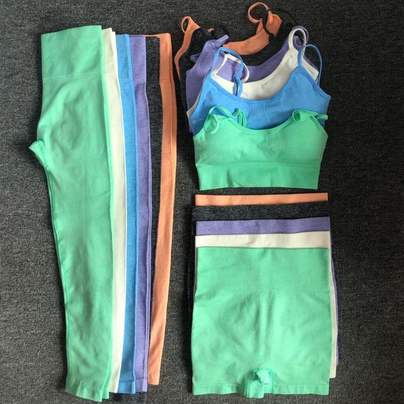 3/PCS Yoga Set Workout Seamless Women Sportswear Gym Clothing Sports Suits Fitness Short Sleeve Crop Top High Waist Leggings