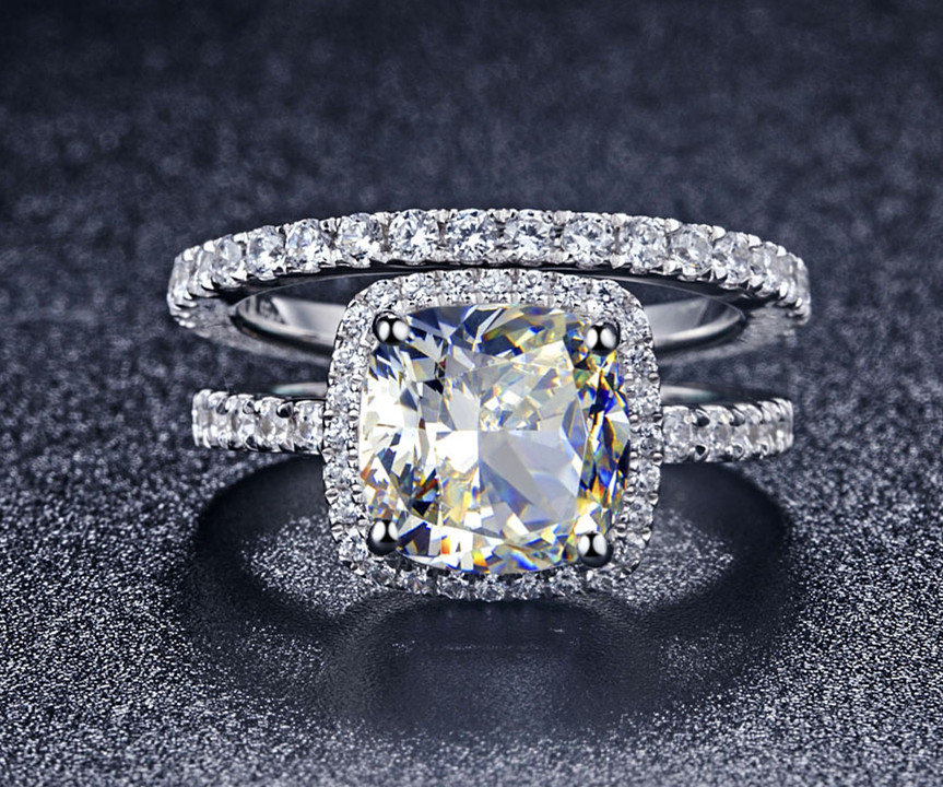 TRS008 Luxury Quality NSCD Synthetic Gem 3 Carat Cushion Cut Engagement Wedding Ring Set For Women,Bridal Set
TRS008 Luxury Quality NSCD Synthetic Gem 3 Carat Cushion Cut Engagement Wedding Ring Set For Women,Bridal Set