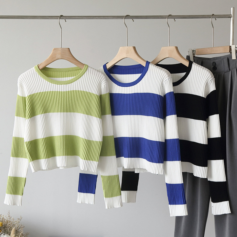 Wide Striped Knitted Shirt Top sweater women Stylish Pullovers Minimalist Loose Casual, Green
Wide Striped Knitted Shirt Top sweater women Stylish Pullovers Minimalist Loose Casual, Green