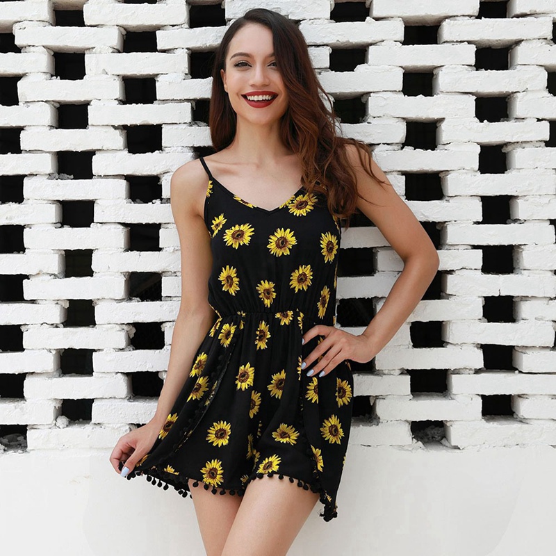 Summer New Women Fashion Sunflower Jumpsuit Camisole Sexy Sleeveless Bodysuit Casual Daily Club Beach Playsuit, Black
Summer New Women Fashion Sunflower Jumpsuit Camisole Sexy Sleeveless Bodysuit Casual Daily Club Beach Playsuit, Black