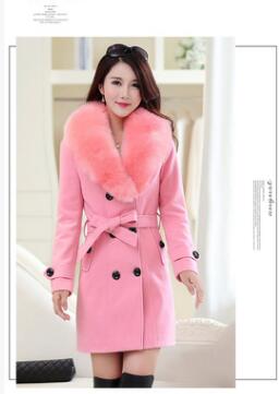 2020 Winter Women Double Breasted Big Fur Collar over Size thick girl casual Wool Coat Long yellow Jackets Parka Coats Outerwear