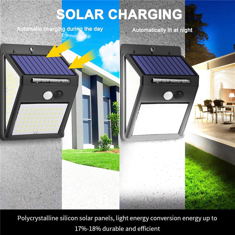 Solar Lamp Outdoor 140 LED Motion Sensor Wall Light Yard Security Lights with 3 Modes IP65 for Step Patio Garden