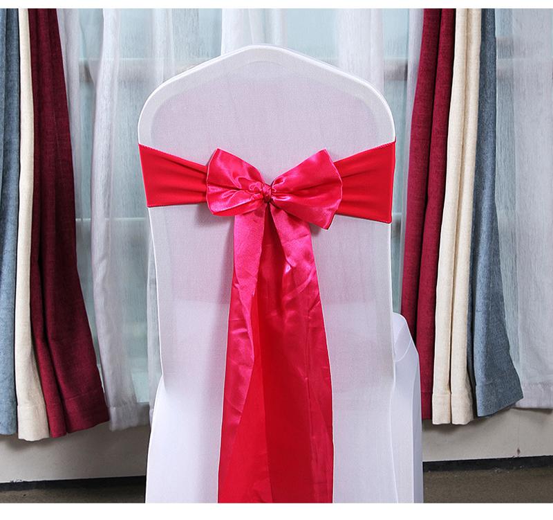 

25pcs Wedding Decoration Knot Chair Bow Sashes Satin Spandex Chair Cover Band Ribbons Tie Backs for Party Banquet Decor