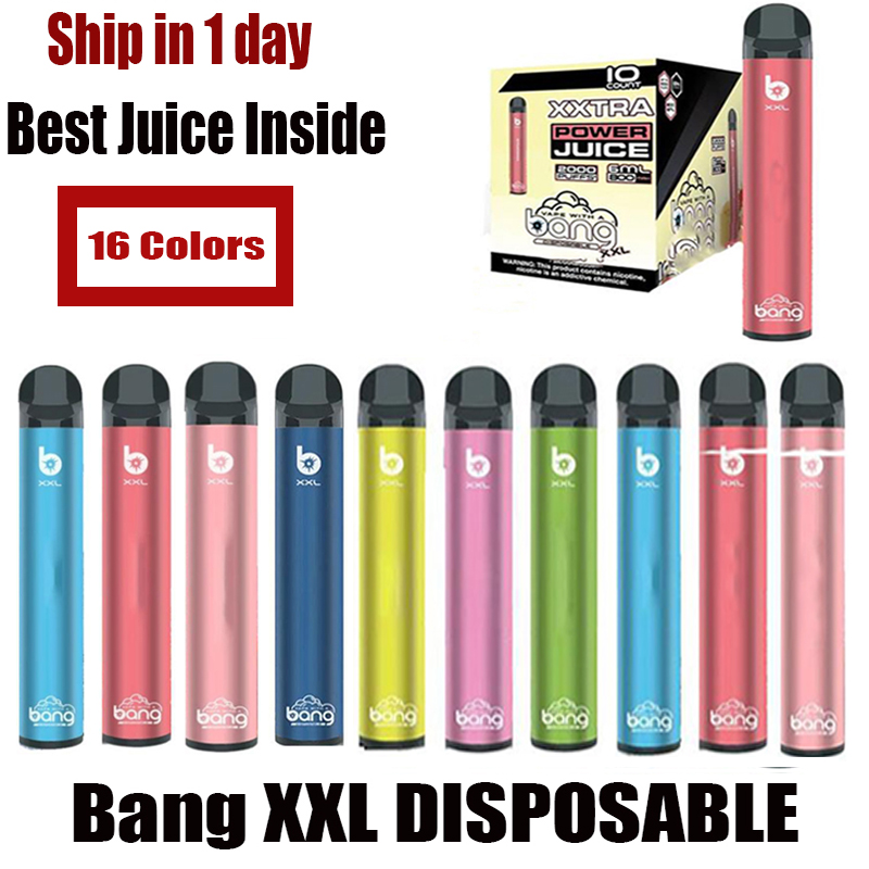 Bang XXL Disposable Device 800mAh Power Battery Pre-filled 6ml Pod 2000 Puffs XXtra Kits Vape Empty Pen bang xxtra XTRA DHL Fast Shipping
Bang XXL Disposable Device 800mAh Power Battery Pre-filled 6ml Pod 2000 Puffs XXtra Kits Vape Empty Pen bang xxtra XTRA DHL Fast Shipping