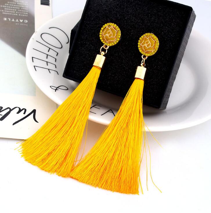 Crystal Long Tassel Drop Earrings For women Ethnic Geometric Rose flower Sign Dangle Statement Earring 2019 Fashion Jewelry in Bulk GD505