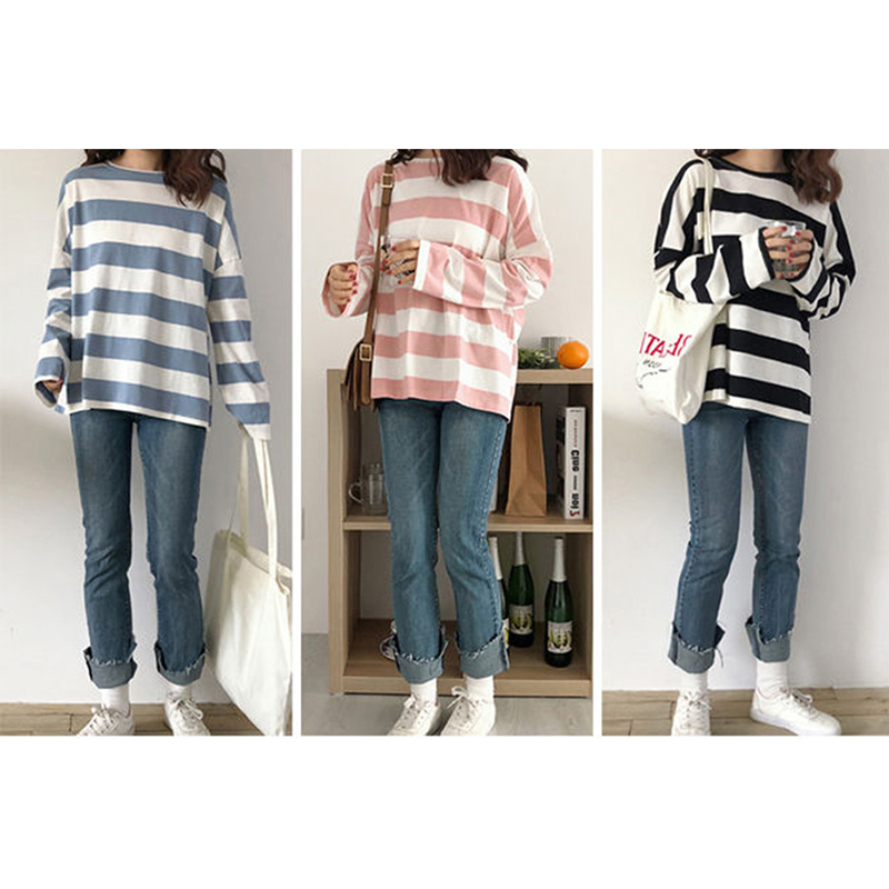 Striped Loose Women's T Shirt Korean Style Wild Oversized Tshirt Women Tops Student Long Sleeve T-shirt Tops Women 2020 Clothes, Black
Striped Loose Women's T Shirt Korean Style Wild Oversized Tshirt Women Tops Student Long Sleeve T-shirt Tops Women 2020 Clothes, Black