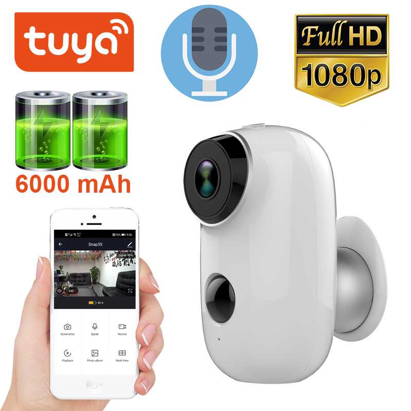 1080P Tuya Smart Camera 6000MAH Battery Powered IP65 Waterproof Wireless WiFi Outdoor Security IP Camera Smart Life APP
1080P Tuya Smart Camera 6000MAH Battery Powered IP65 Waterproof Wireless WiFi Outdoor Security IP Camera Smart Life APP