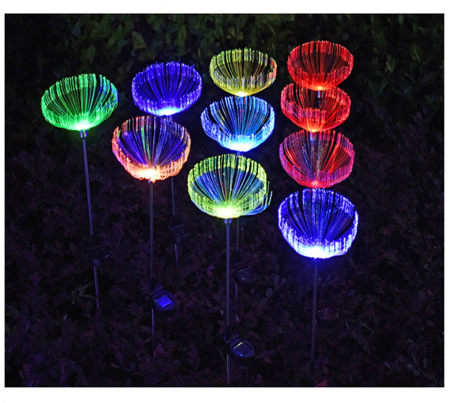 Lawn lamp Outdoor LED Jellyfish Fiber Optic Colorful Solar Lights Restaurant Home garden Decor Wedding Party Waterproof IP65 10pcs