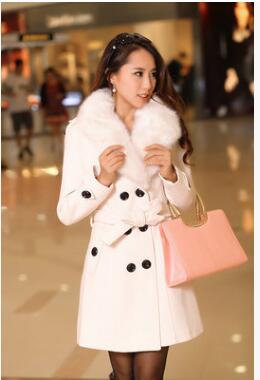 2020 Winter Women Double Breasted Big Fur Collar over Size thick girl casual Wool Coat Long yellow Jackets Parka Coats Outerwear
