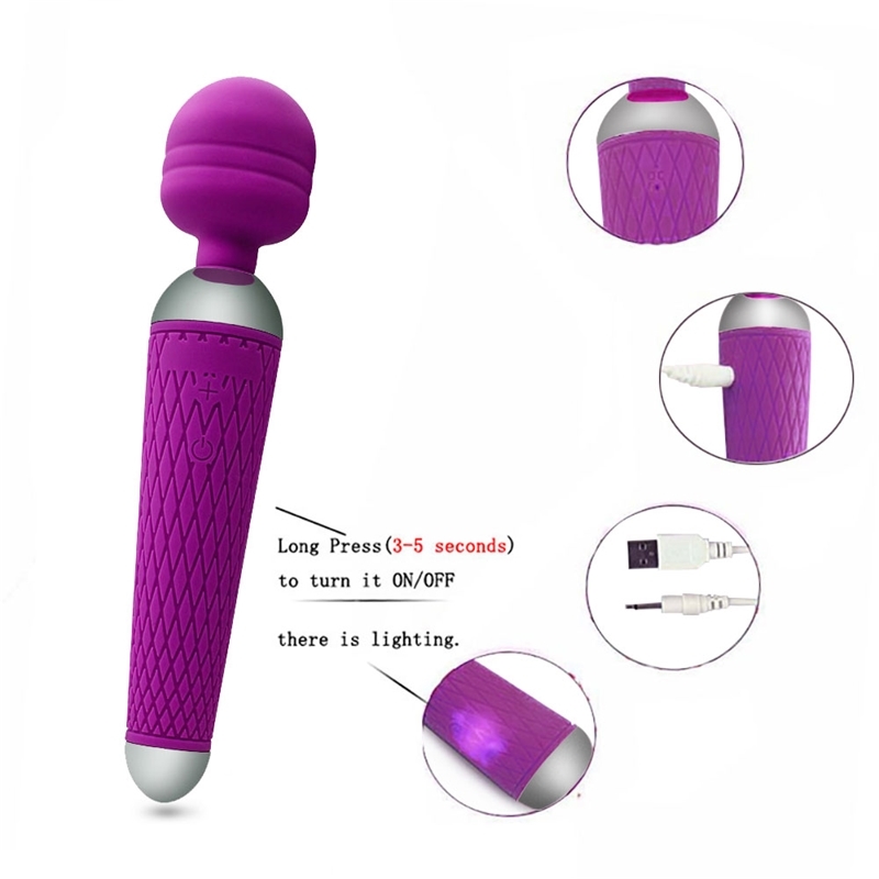 Khalesex Powerful oral clit Vibrators for Women USB Charge AV Magic Wand Vibrator Massager Adult Sex Toys for Woman Masturbator Y200409