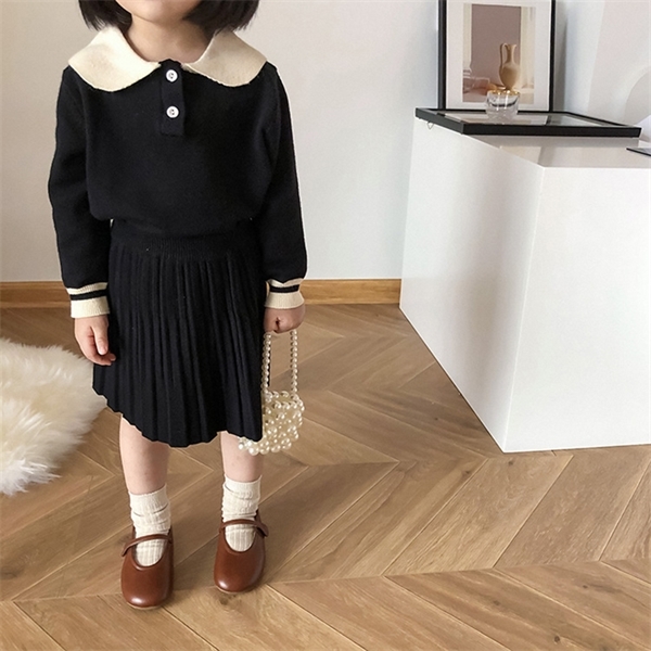 Girls Clothes Set 2020 Autumn Kid Long Sleeve Warm Knitted Sweater Coat+Skirt 2pcs Toddler Clothes