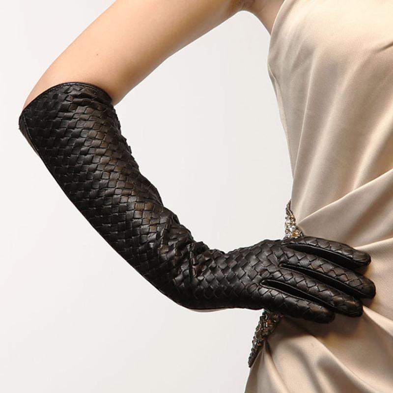 Women's Gloves Hand Woven Fashion Black Long Leather Gloves Real Leather Sheepskin Dance Party Free Shipping L108NN-1
Women's Gloves Hand Woven Fashion Black Long Leather Gloves Real Leather Sheepskin Dance Party Free Shipping L108NN-1