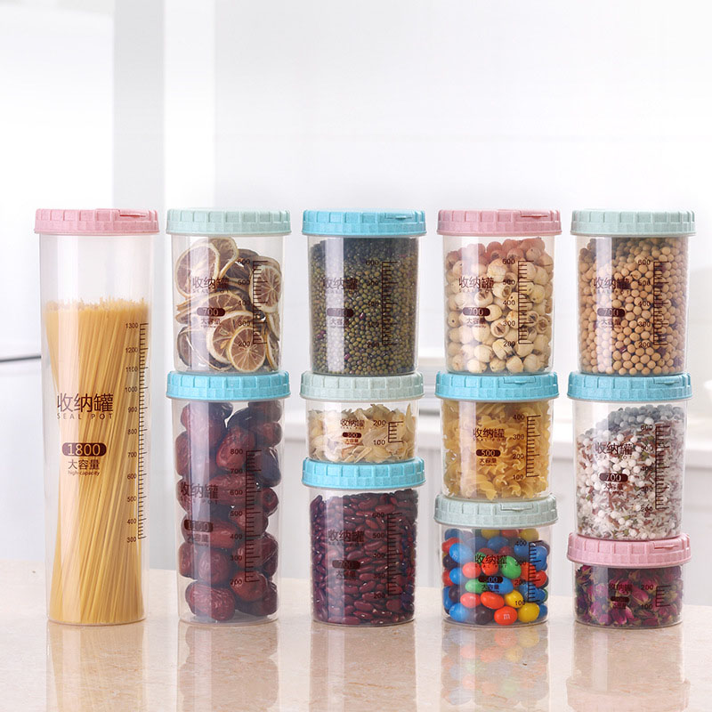300/500/700/1100/1800ml Platstic Transparent Storage Jar Round Sealed Tank Cereal Containers Caddy rangement cuisine P7Ding
300/500/700/1100/1800ml Platstic Transparent Storage Jar Round Sealed Tank Cereal Containers Caddy rangement cuisine P7Ding