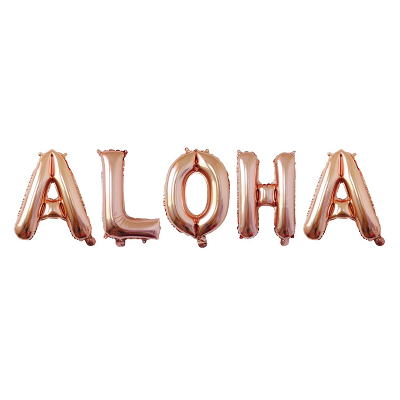 Tropical Flamingo Party Decor ALOHA Gold Foil Letters Balloons Hawaii Luau Kids Birthday Balloon Decor Pineapple Flamingo Baloon