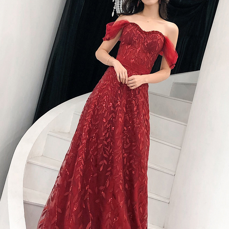 New Burgundy Off Shoulder Sexy Evening Party Dress Starry Sky Formal Dress Women Full Length Prom Gown A-Line Oversize 3XL
New Burgundy Off Shoulder Sexy Evening Party Dress Starry Sky Formal Dress Women Full Length Prom Gown A-Line Oversize 3XL