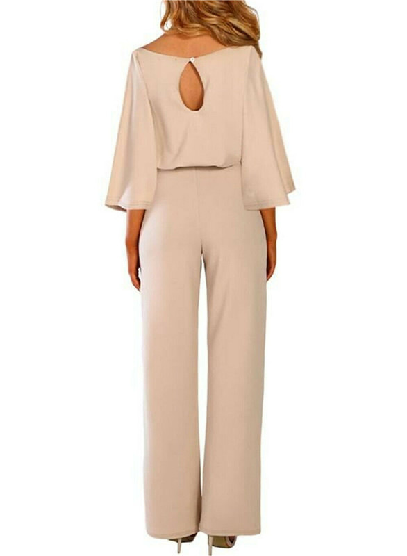 New 2019 Women Elegant Long Sleeve Autumn Jumpsuit Lady Business Office Evening Party Wide Leg Jumpsuit Plus Size T200824
