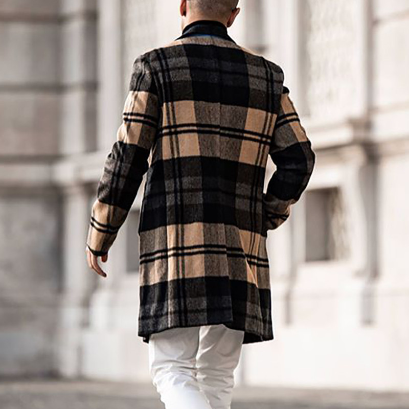 Fashionable Men Suits Wool Blend Groom Tuexdos Peaked Lapel Newest British Style Leisure Long Coat Free Shipping