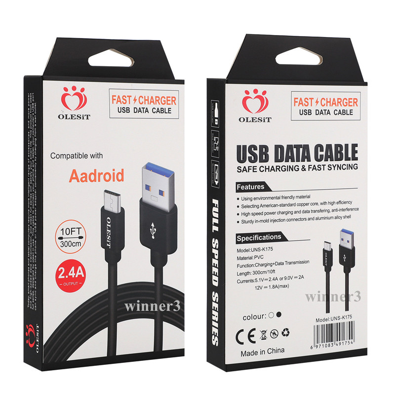 Micro USB Cable Type C Cable 1M 2M 3M 3ft 6ft 10ft for Samsung High Speed Phone Charger Sync Data Cord for Android Free DHL, Black
Micro USB Cable Type C Cable 1M 2M 3M 3ft 6ft 10ft for Samsung High Speed Phone Charger Sync Data Cord for Android Free DHL, Black