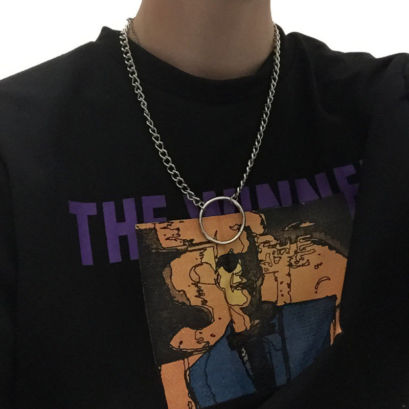 2020 Men Punk Metal Chain Necklace Silver Color Harajuku Big O Pendant Handmade Link Chain Class Hiphop Necklace
2020 Men Punk Metal Chain Necklace Silver Color Harajuku Big O Pendant Handmade Link Chain Class Hiphop Necklace