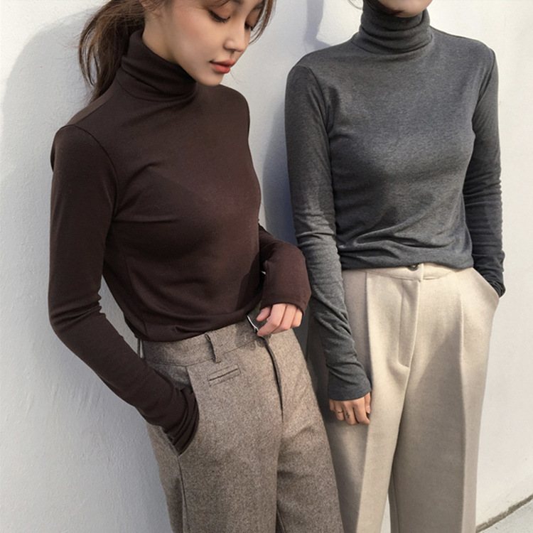 Autumn Winter Sweater Women Basic Slim Fitted Office Lady Turtleneck Pullovers Solid CX200810