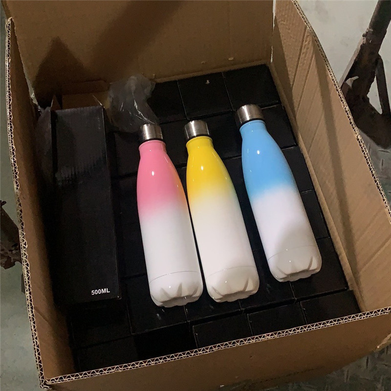 DIY Heat Sublimation 500ml Cola Shape Bottle Stainless Steel Water Bottle Colorful Outdoor Travel Sports Mug Free shipping