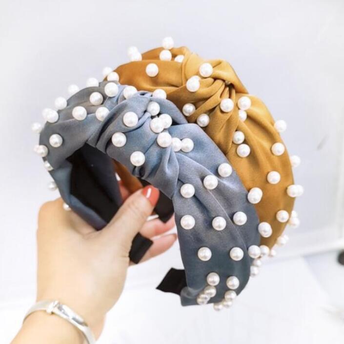 Candy Color Girl Full Pearls Bow Design hairband Boutique Hair Sticks Charming Hair Accessory headband wedding bridal hair accessories GD508