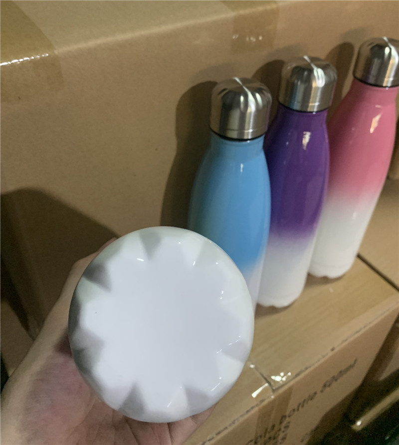 DIY Heat Sublimation 500ml Cola Shape Bottle Stainless Steel Water Bottle Colorful Outdoor Travel Sports Mug Free shipping
