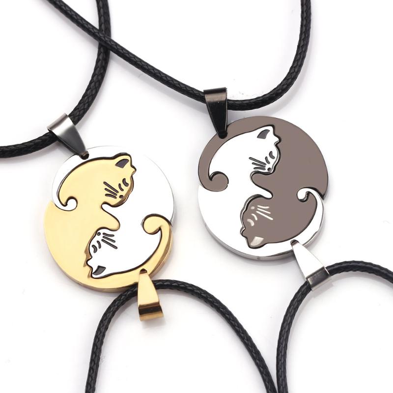 Cute Pet Cat Hug Pendant Necklace Stainless Steel Kawaii Animal Couples Stitching Charm Necklace Fashion Jewelry For Lover Gift
Cute Pet Cat Hug Pendant Necklace Stainless Steel Kawaii Animal Couples Stitching Charm Necklace Fashion Jewelry For Lover Gift