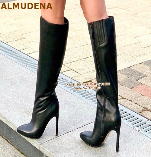 ALMUDENA Thin High Heel Knee High Boots Black Milk White Matte Leather Tall Boots Slim Fit Women Fall Winter Size46, Customized
ALMUDENA Thin High Heel Knee High Boots Black Milk White Matte Leather Tall Boots Slim Fit Women Fall Winter Size46, Customized