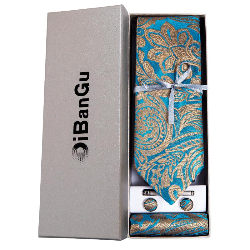 Bow Ties 2021 Fashion Teal Blue Gold Paisley Men's Tie Hankerchiefs Cufflinks Clip Set Wedding Party Necktie Gift Box For Men DiBanGu
Bow Ties 2021 Fashion Teal Blue Gold Paisley Men's Tie Hankerchiefs Cufflinks Clip Set Wedding Party Necktie Gift Box For Men DiBanGu