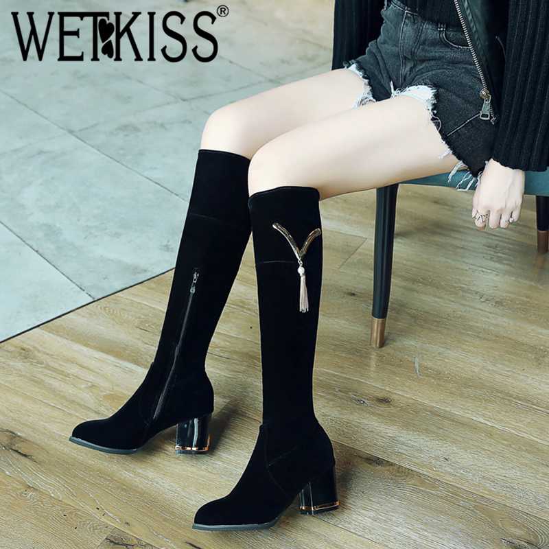 WETKISS Big Size 33-46 Thick High Heels Women Boots Round Toe Flock Crystal Footwear Tassel Lady Shoes New Winter Knee High Boot, Black short plush
WETKISS Big Size 33-46 Thick High Heels Women Boots Round Toe Flock Crystal Footwear Tassel Lady Shoes New Winter Knee High Boot, Black short plush