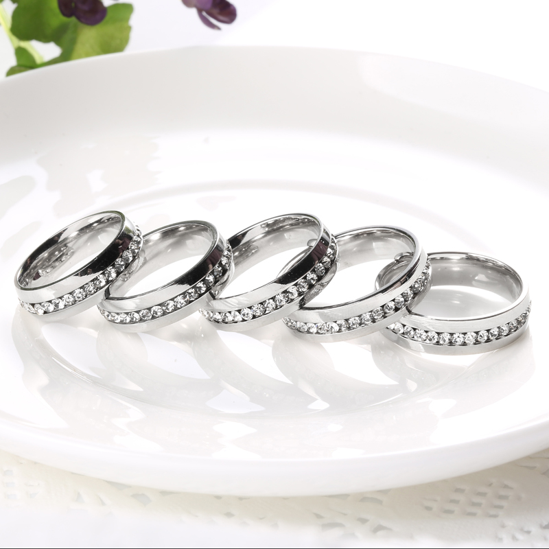 30Pcs Golden Silver Zircon Comfortable stainless steel rings wholesale lot